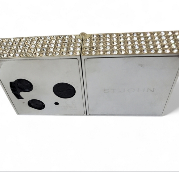 Saint John Mother of Pearl, Jeweled, Hinged Desk Clock With a Photo Insert - Picture 4 of 7